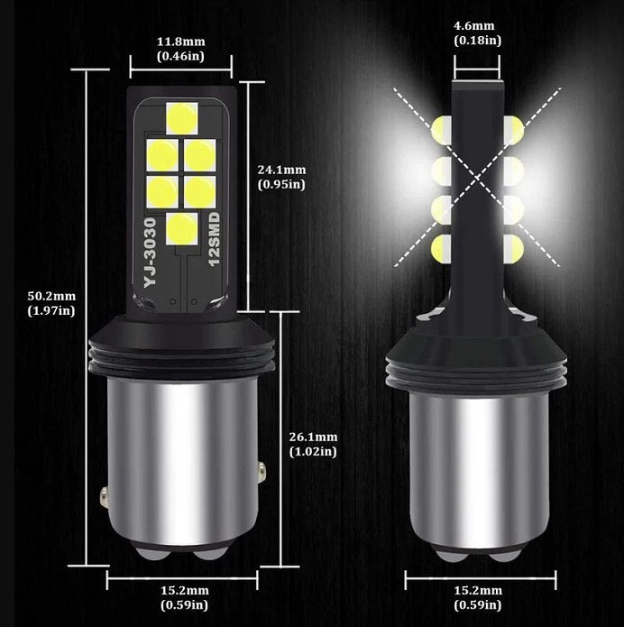 12V 1157 Led Lights Bulbs White 2Pcs