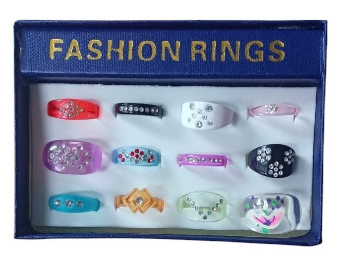 12pcs Colorful Plastic Fashion Rings