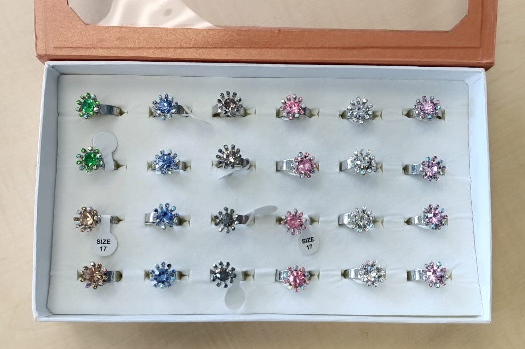 24pcs Artificial Round Rings Stainless Steel Assorted