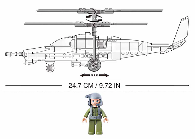 SLUBAN MODEL BRICKS KA-50 BLACK SHARK HELICOPTER 330 PCS M38-B0752