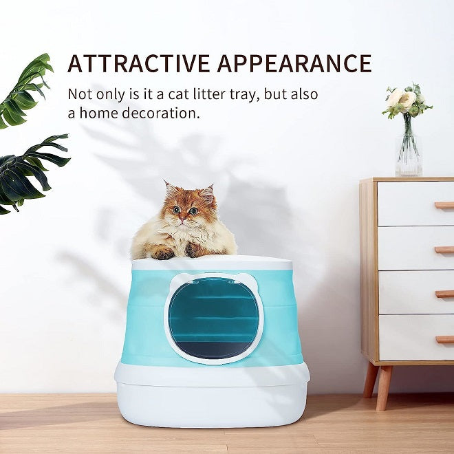Zoomies Foldable Large Portable Litter Box - Cyan