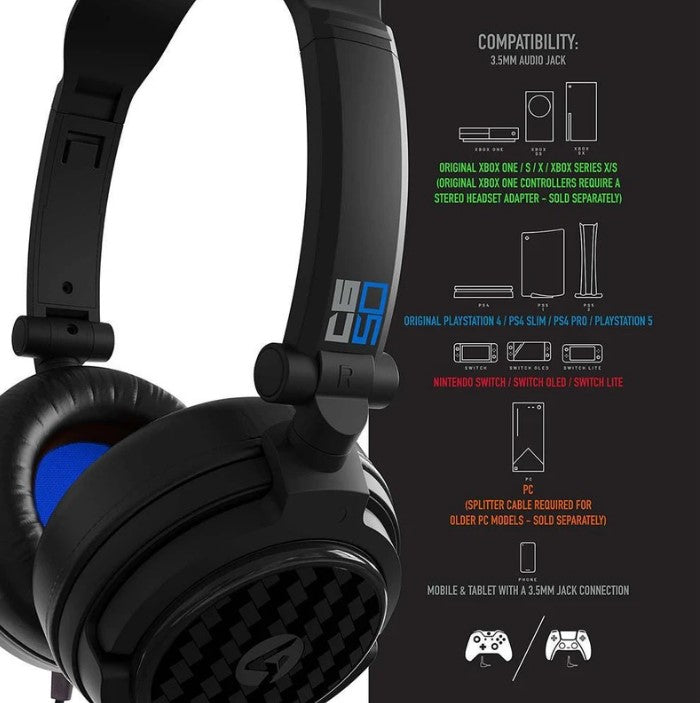 4Gamers C6-50 Wired Gaming Headset (Black & Blue)