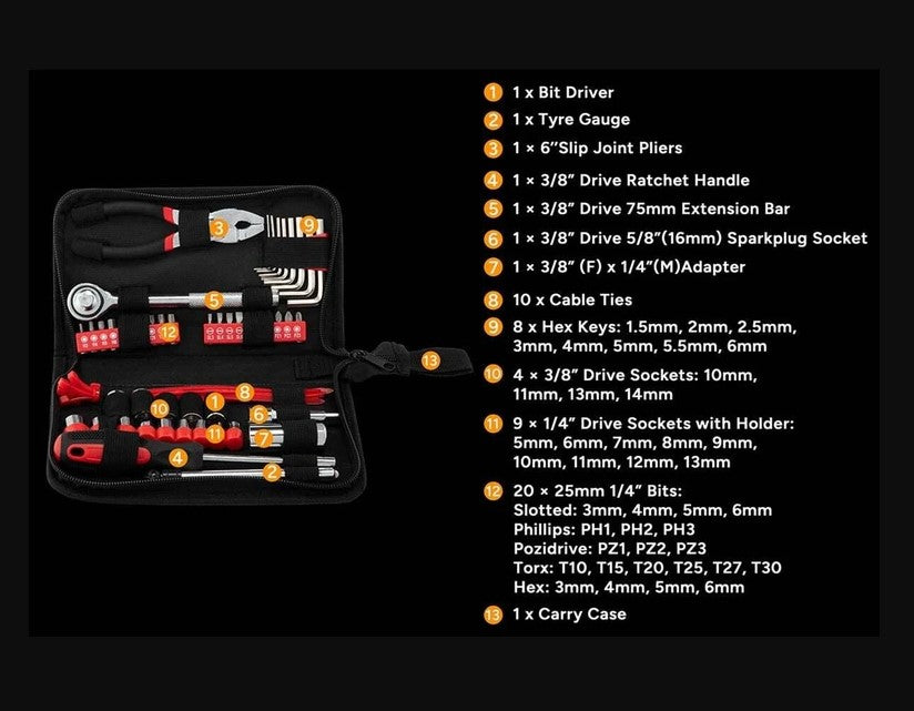 58 Piece Portable Automotive Mechanic Tool Kit