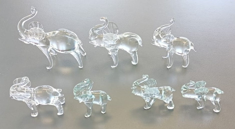 7 Pcs Adorable Glass Elephant Figurine