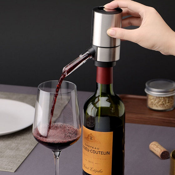 Automatic Electric Wine Decanter Whiskey Aerator Battery Powered - Stainless Steel