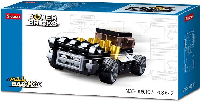 Sluban Power bricks Pull Back Car M38-B0801 (ASSORTED)