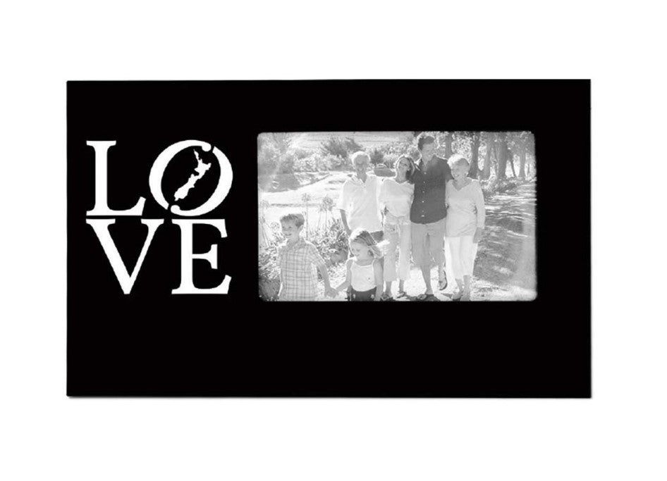 Black Photo frame with LOVE and outline of NZ to fit 4 x 6 photo