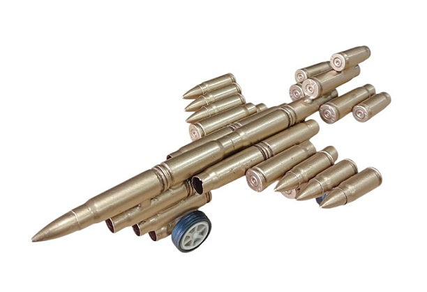 Bullet Shell Casings Shaped Rare Air Force Jet Airplane With Wheels