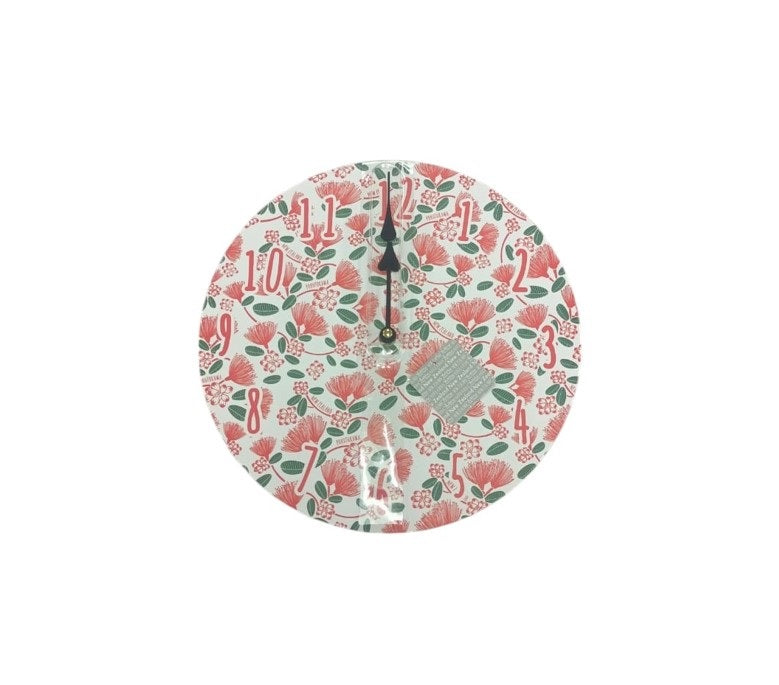 Circular Botanical Pohutukawa Clock - 30cm