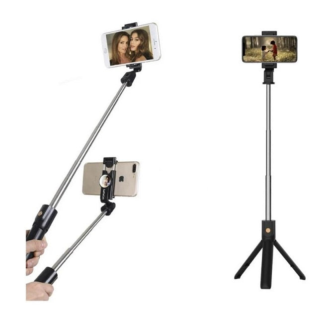 Foldable Bluetooth Selfie Stick With Remote Control - Black
