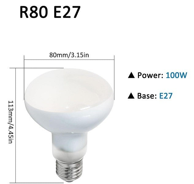 Glow Factory 100W R80 E27 Spotlight Bulb (4 Pack) Warm Yellow FROSTED