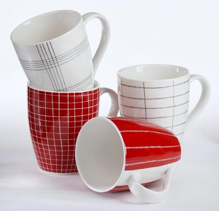 Hampton & Mason Loom Red Coffee Mugs 300ml 4pk