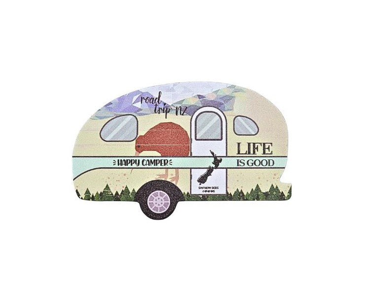 Happy Camper Caravan Magnet with Kiwi