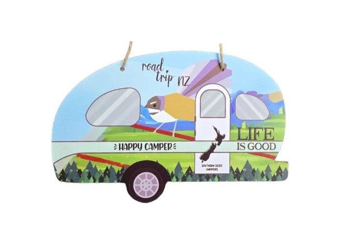 Happy Camper Caravan Plaque with Fantail