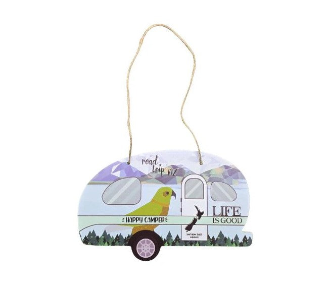 Happy Camper Caravan Plaque with Kea