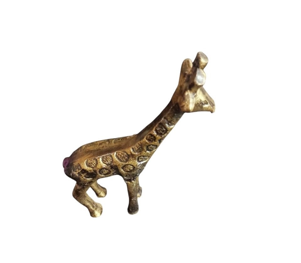 Metal Cast Aluminium Brushed Gold Giraffe Sculpture - MADE IN INDIA