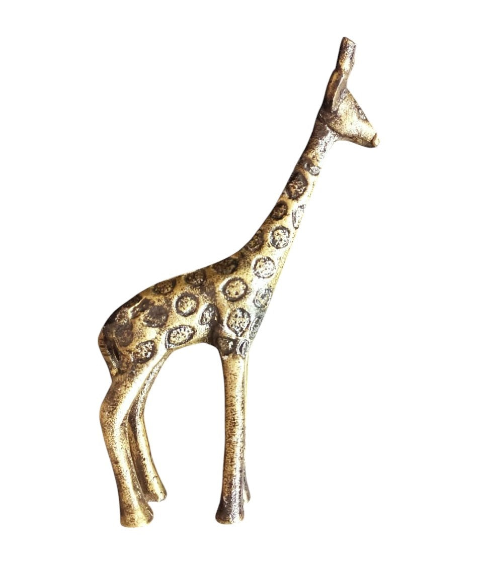 Metal Cast Aluminium Brushed Gold Giraffe Sculpture - MADE IN INDIA
