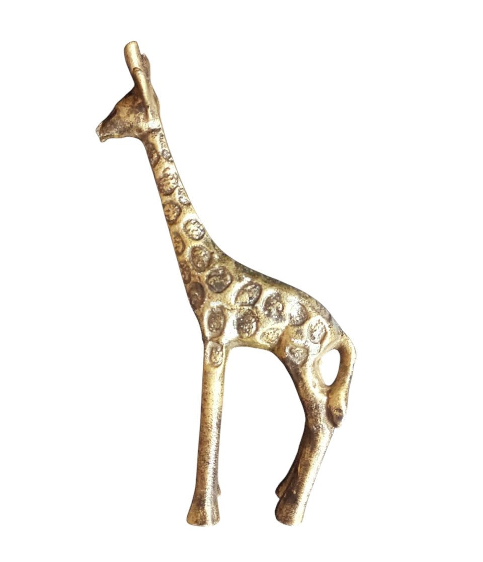 Metal Cast Aluminium Brushed Gold Giraffe Sculpture - MADE IN INDIA