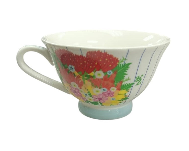 Hensen & Berry New Zealand Floral Bone China Cup White In Gift Box 230ml