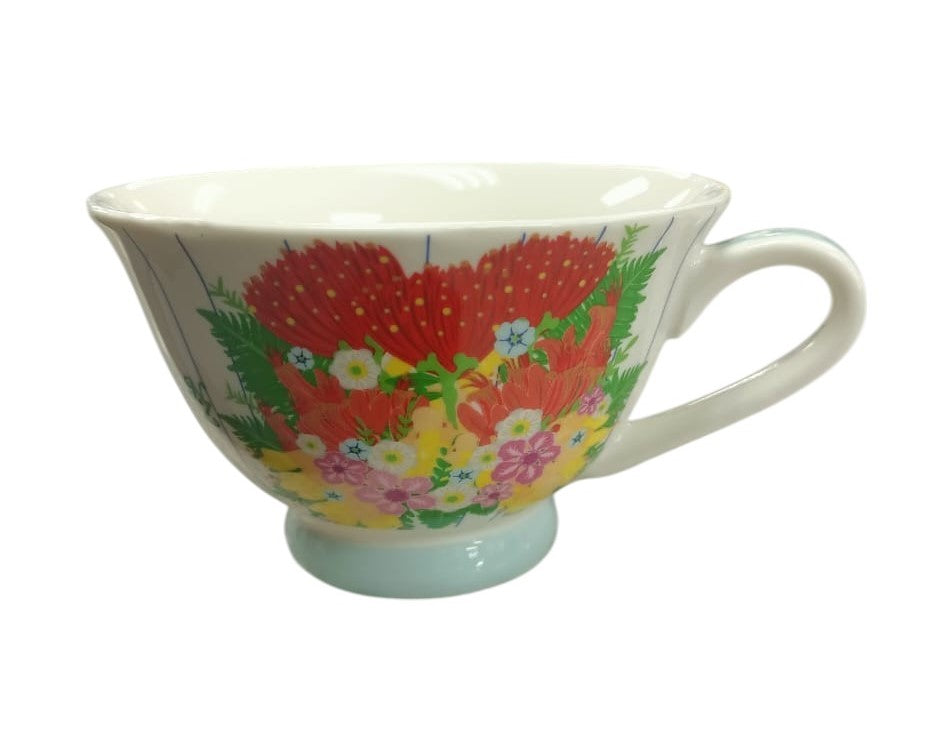 Hensen & Berry New Zealand Floral Bone China Cup White In Gift Box 230ml