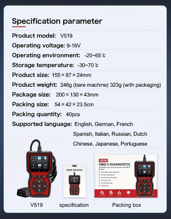 OBDII Diagnostic Tools Code Reader Scanner Automotive