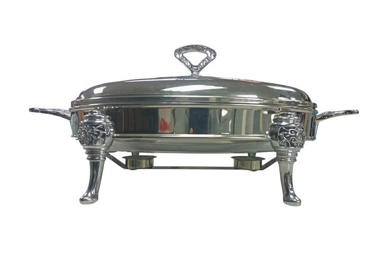Oval Chafing Dish Glass Container With 18/10 Stainless Steel Body With Lid 3L