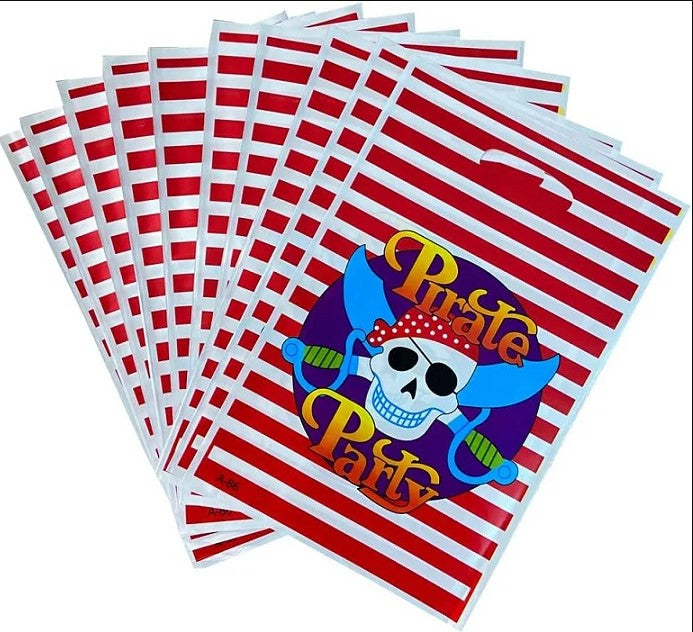 BULK BUY 180pk 8pcs Pirate Party Red and White Stripe Treat Bags
