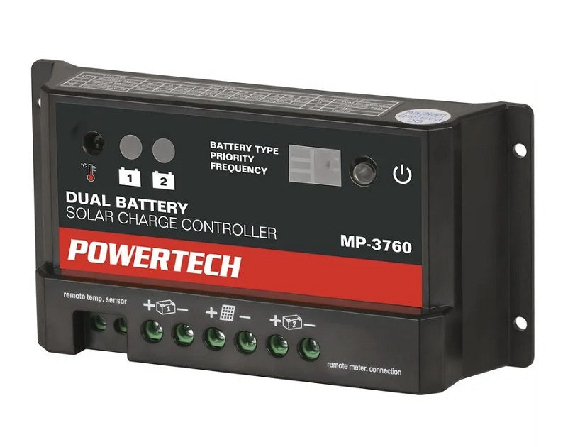 Powertech 10A Dual Battery PWM Solar Charge Controller 12/24V with LED Indicator MP3760