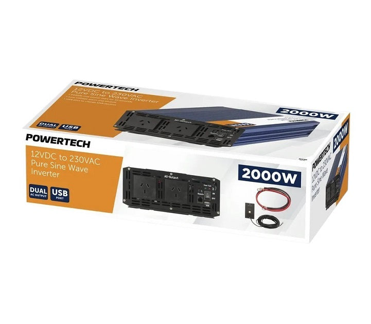Powertech 2000W 12VDC to 230VAC Pure Sine Wave Inverter MI5740