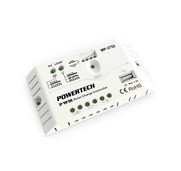Powertech 20A PWM Solar Charge Controller 12/24V with USB MP3752