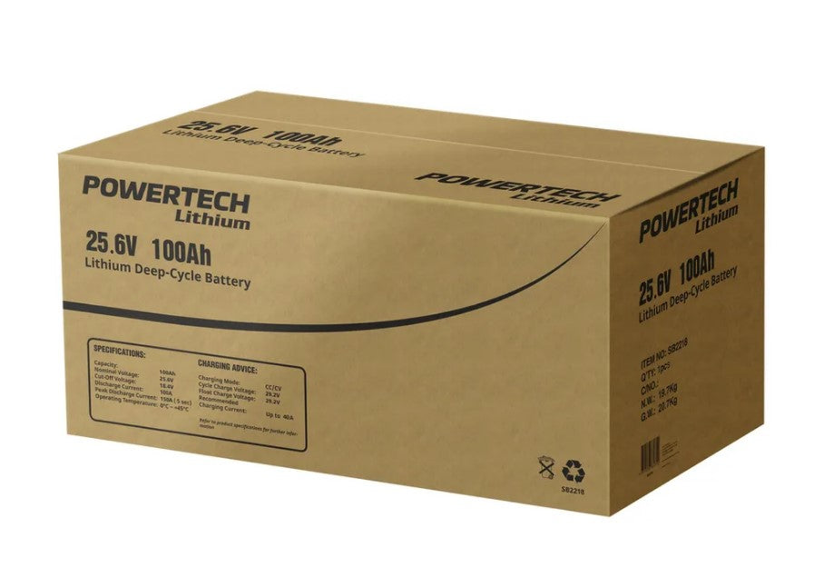 Powertech 25.6V 100Ah Lithium Deep Cycle Battery SB2218