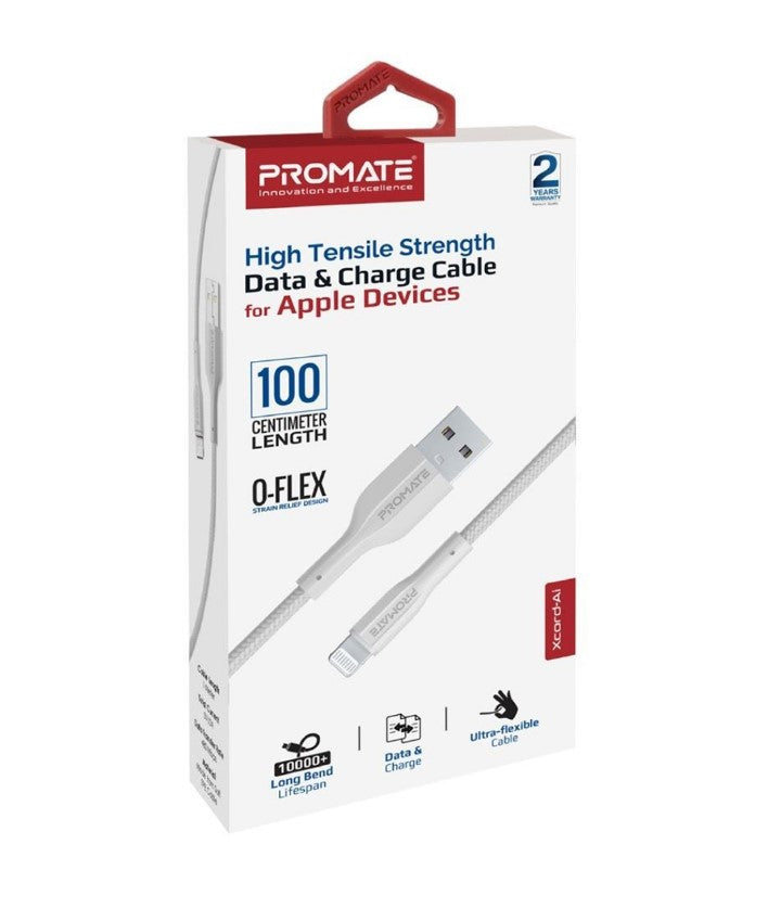 Promate XCORD-AI.WHT 2A - 480Mbps USB-A to Lightning Cable - 1m - White