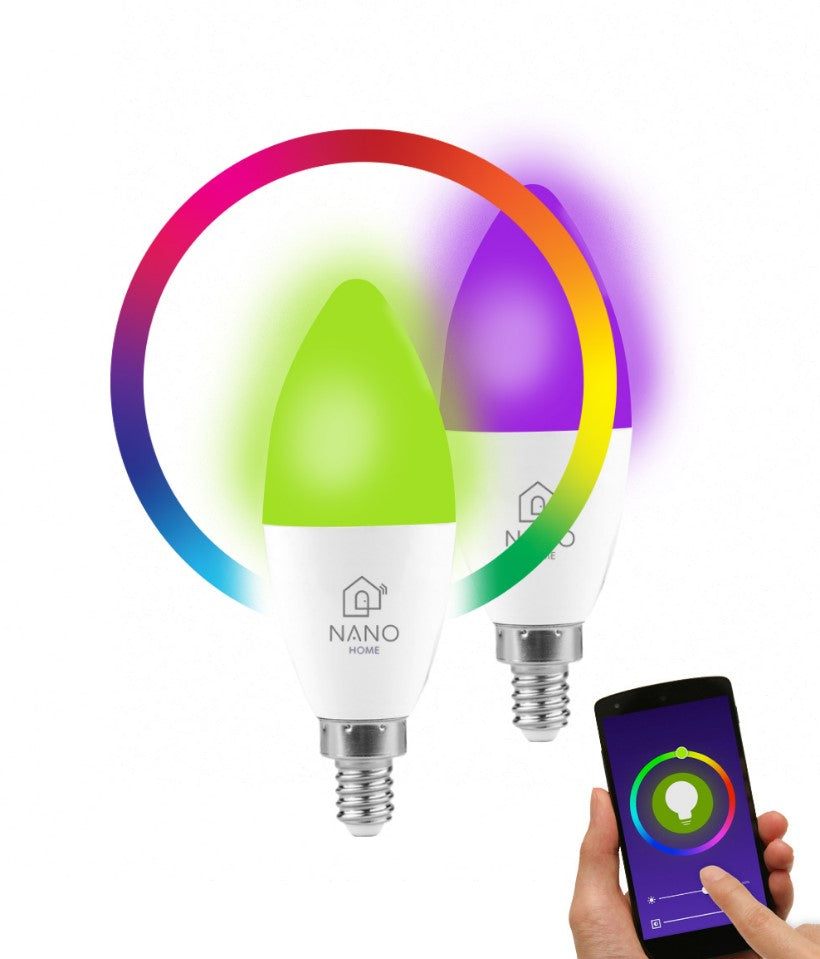 Nanohome Colour / Warm & Cool C37 5W E14 Smart Light Bulb (10 PACK)