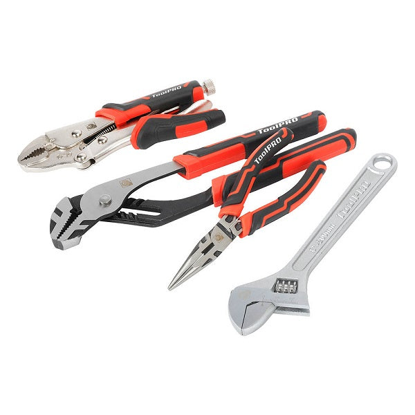 ToolPRO Plier & Adjustable Wrench Set 4 Piece