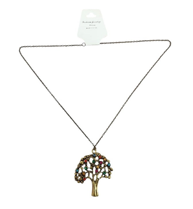 Tree Of Life Artificial Gemstone Necklace With Chain