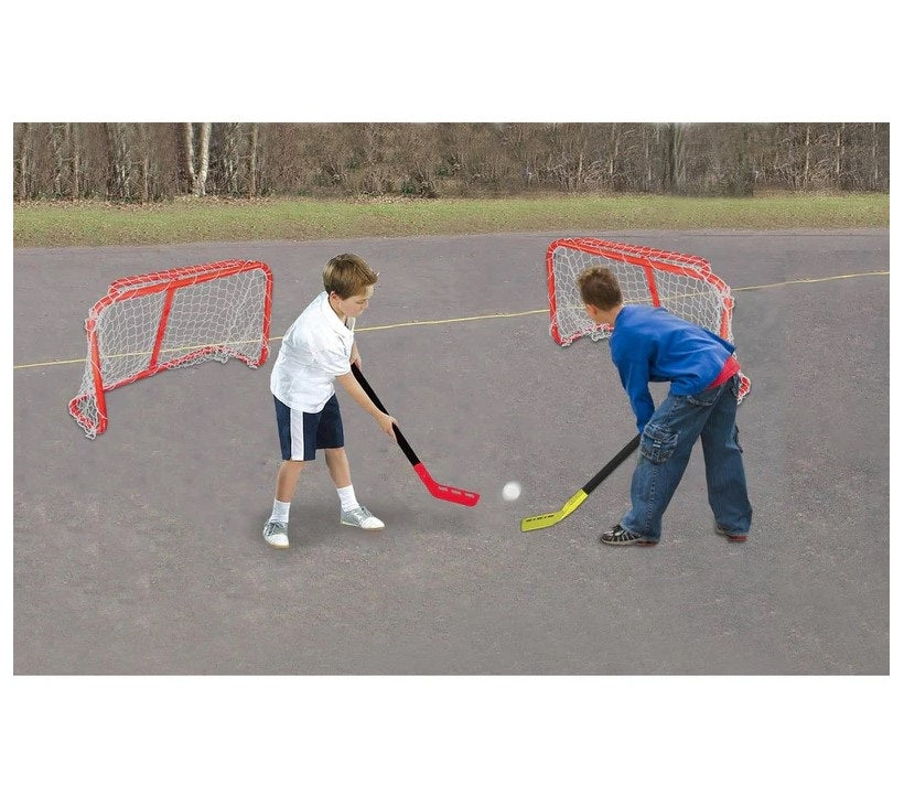 Twin Hockey Goal Set (2 Goals + 2 Nets + 2 Hockey Sticks + 2 Hockey Balls)