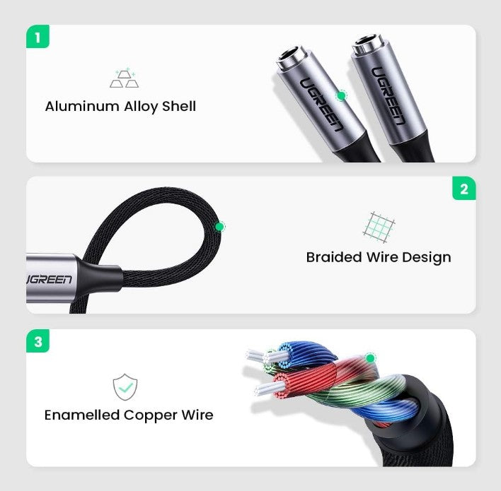 UGREEN USB-C to 3.5mm Audio Splitter Cable 30732