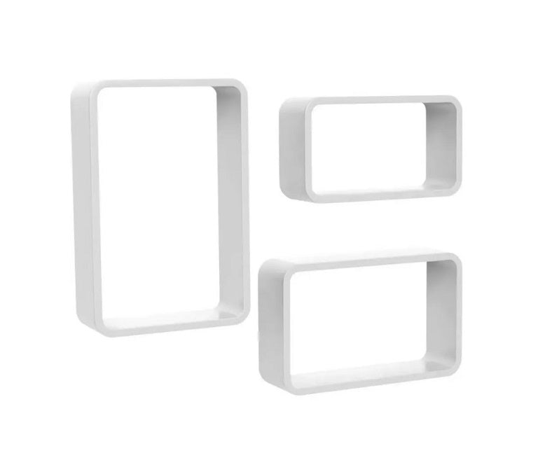 Wall-Mounted Rectangular Trio Wandregal Set - WHITE