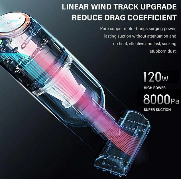 Wireless Handheld Car Vacuum Cleaner with 8000Pa Suction - Black