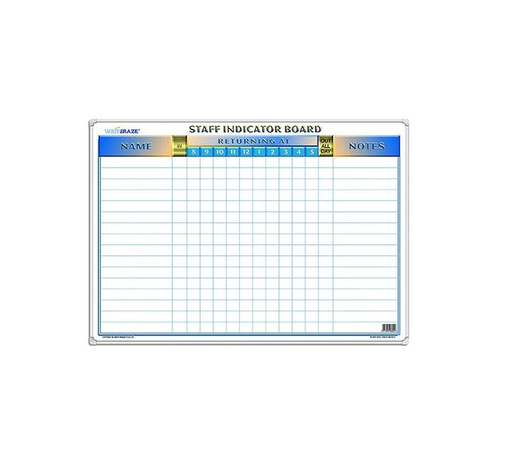 Writeraze Magnetic Perpetual Staff Indicator Board A2 Laminated With 24 Magnets