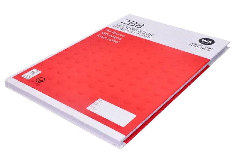 Local Kiwi Deals Homeware Lecture Book 2B8 7mm Ruled Hardcover 94 Leaf Red Mid
