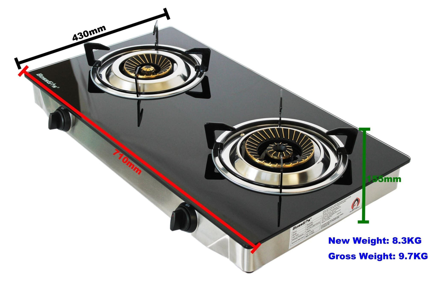 Local Kiwi Deals Kitchen Appliances G202RBP Double Burner Gas Cooker Tempered Glass Panel Gas Stove