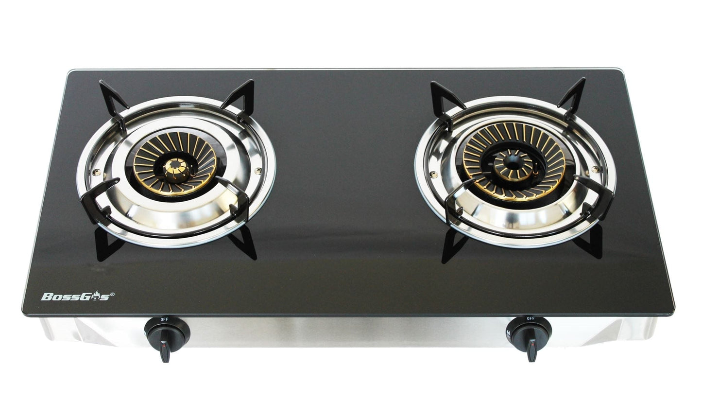 Local Kiwi Deals Kitchen Appliances G202RBP Double Burner Gas Cooker Tempered Glass Panel Gas Stove