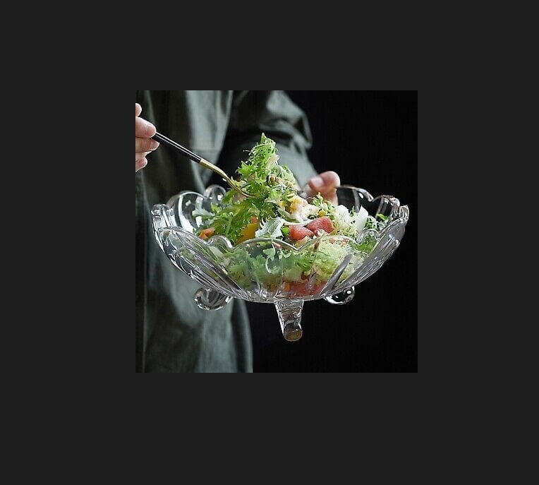Local Kiwi Deals Kitchen & Dining Crystal Clear Glass Three Legged Fruit Bowl Set (7pcs)