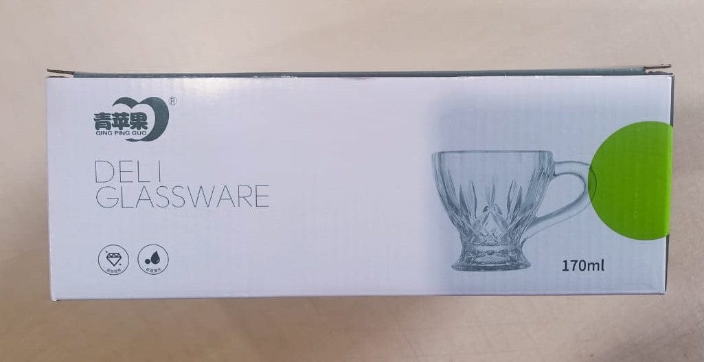 Local Kiwi Deals Kitchen & Dining DELI GLASSWARE CRYSTAL CLEAR GLASS CUP WITH SOLID HANDLE 170ML
