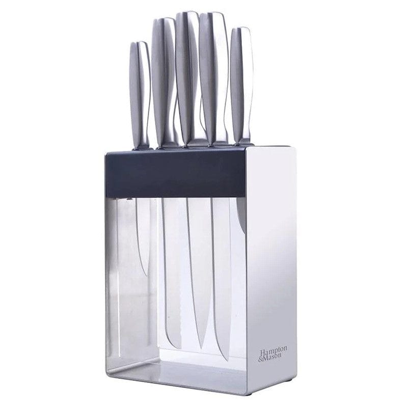 Local Kiwi Deals Kitchen Knives Hampton & Mason Stainless Steel/Black Knife Block Set LG 5P