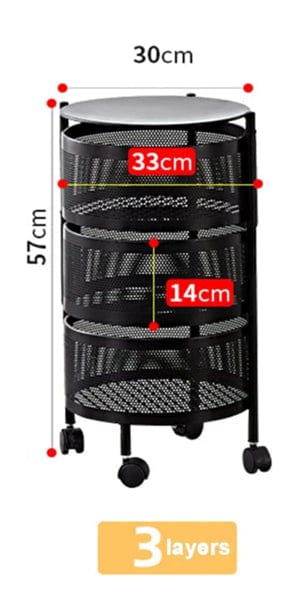 Local Kiwi Deals KITCHEN ORGANISERS 360 Degree 3 Tier Removable Rotating Kitchen Storage Rack(BLACK)