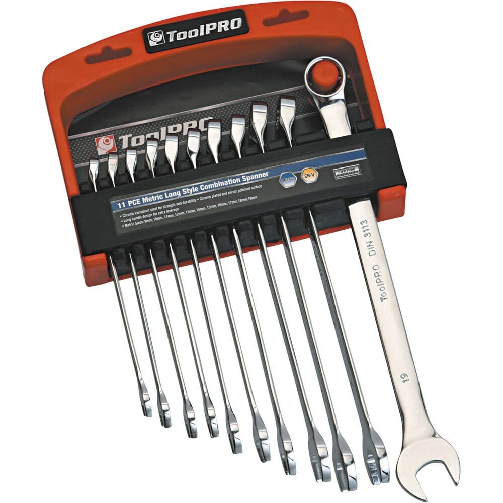ToolPRO Spanner Set Extra Long Combination Metric 11 Piece The Budget Warehouse