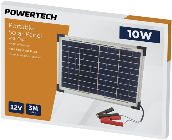 Powertech 12V 10W Solar Panel with Clips ZM9051