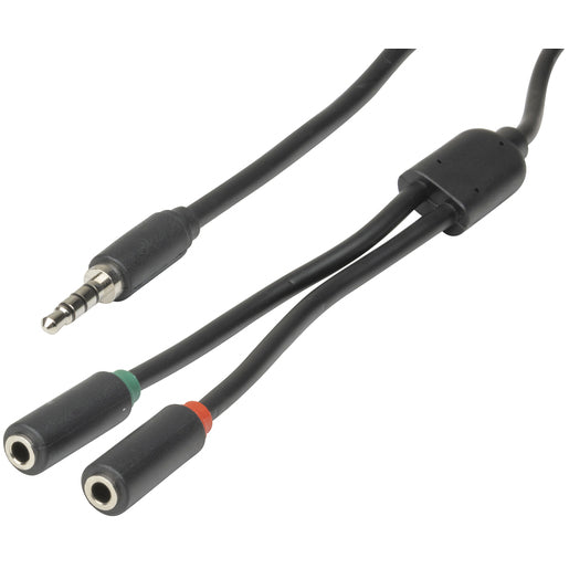 Digitech Socket Cable 3.5mm 4 Pole Plug to 2 x 3.5mm - 250mm WA7020